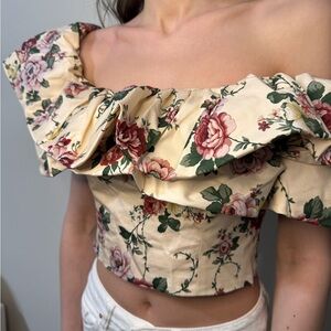 Floral Off-Shoulder Ruffle Top